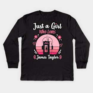Just A Girl Who Loves James Taylor Retro Headphones Kids Long Sleeve T-Shirt
